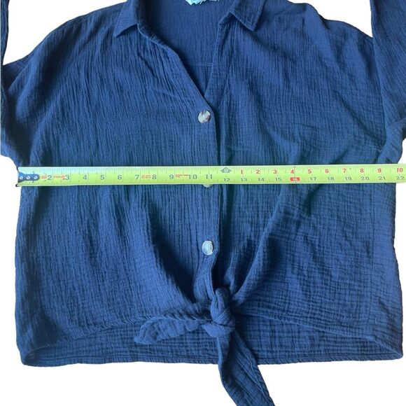 Loft Lounge Button Up Thermal Cardigan Sweater With Front Tie Womens Size Medium - Picture 8 of 9